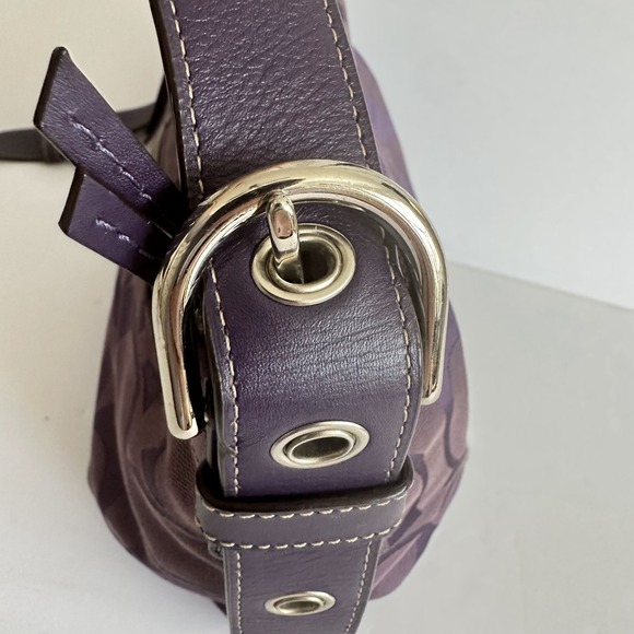 Coach Signature East West Duffle Purple‎ Leather Trim Handbag F15068 2010 READ - Picture 10 of 16